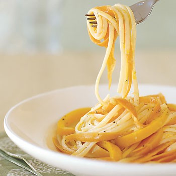 Linguine with carrot ribbons and lemon-ginger butter