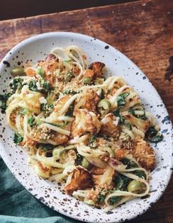 Linguine with cauliflower & chard