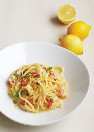 Linguine with crab, lemon, chile, and mint