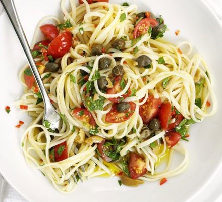 Linguine with fresh puttanesca sauce