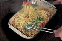 Linguine with garlic oil and pancetta