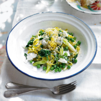 Linguine with goat's cheese & mint