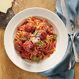 Linguine with ricotta meatballs