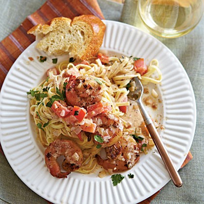Linguine with spicy shrimp
