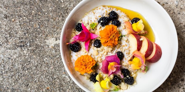 Linseed and coconut pudding with smoked syrup