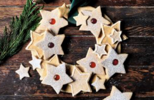 Linzer cookie wreath