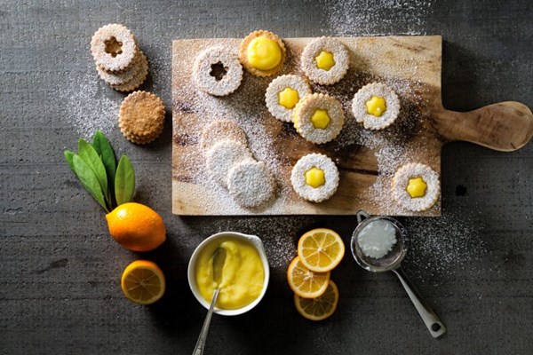 Linzer cookies with Meyer lemon curd