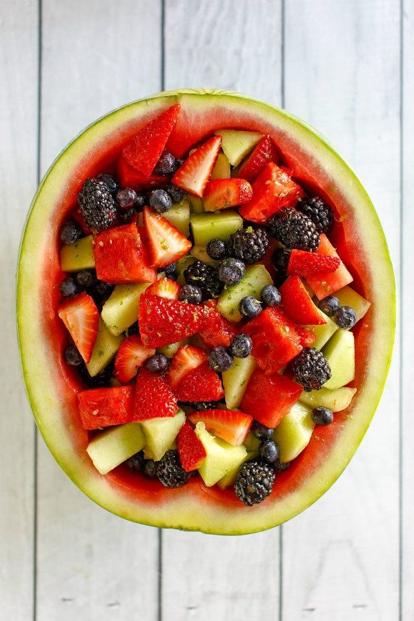 Liquored-up watermelon fruit bowl