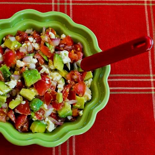 Lisa's cross-cultural salsa with tomato, avocado, lime, and feta