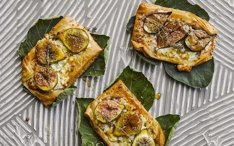 Little fig, feta and thyme tarts  with thyme honey
