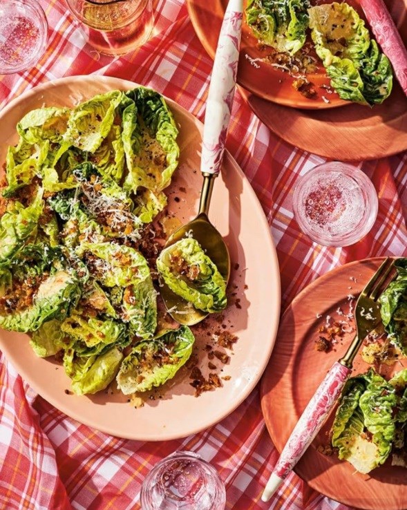 Little gem Caesar salad with habanero dressing & sourdough bread crumbs