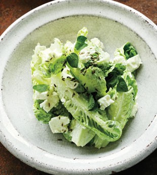 Little gem, feta, and cumin salad