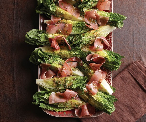 Little gem salad with prosciutto