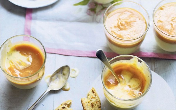 Little lime possets with chilli-tamarind curd