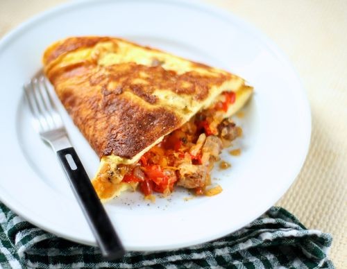 Loaded baked potato omelet filling