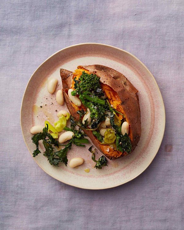 Loaded baked sweet potatoes