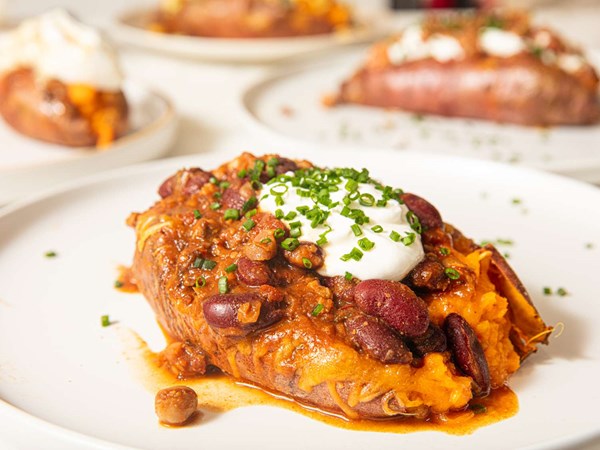 Loaded baked sweet potatoes