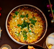 Loaded black bean dip with quick tortilla chips