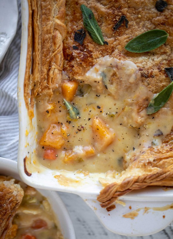 Loaded butternut squash pot pie