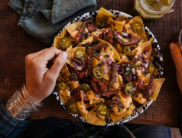 Loaded carne asada nachos