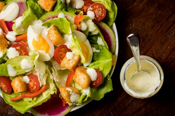 Loaded chopped salad with creamy tofu ranch