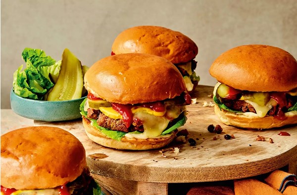 Loaded five-bean burgers 