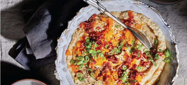 Loaded mashed turnips and apples [garlicky cashew cream]