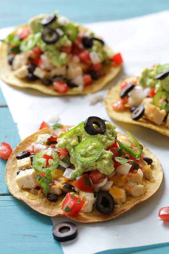 Loaded "nacho" chicken tostada