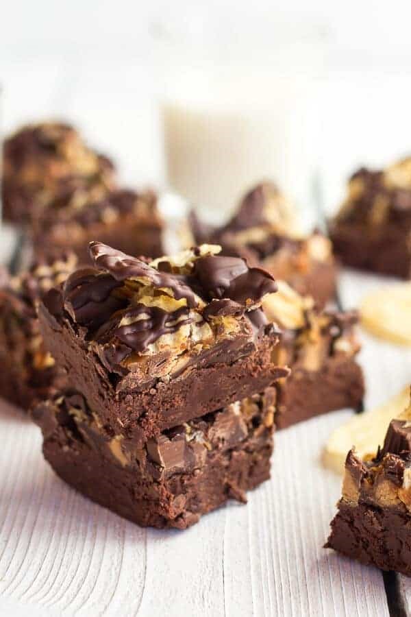 Loaded peanut butter chocolate covered potato chip dulce de leche fudge