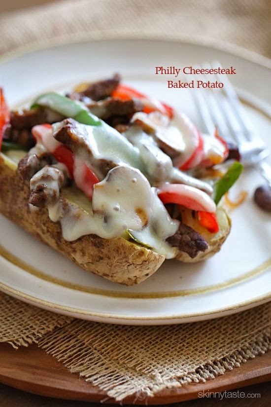 Loaded Philly cheesesteak baked potato