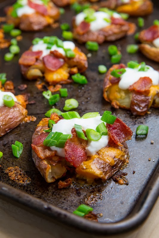 Loaded smashed potatoes