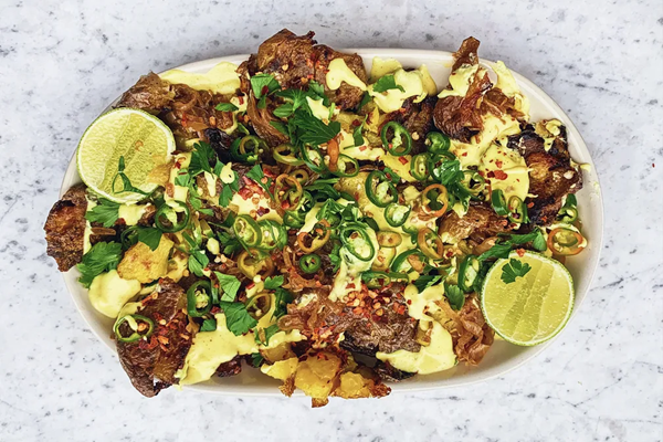 Loaded smashed potatoes