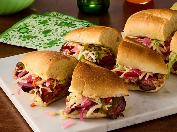 Loaded steak tortas