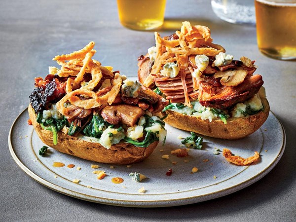 Loaded steakhouse baked potatoes