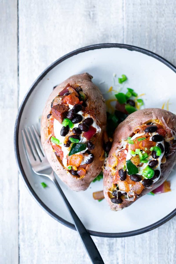 Loaded sweet potatoes
