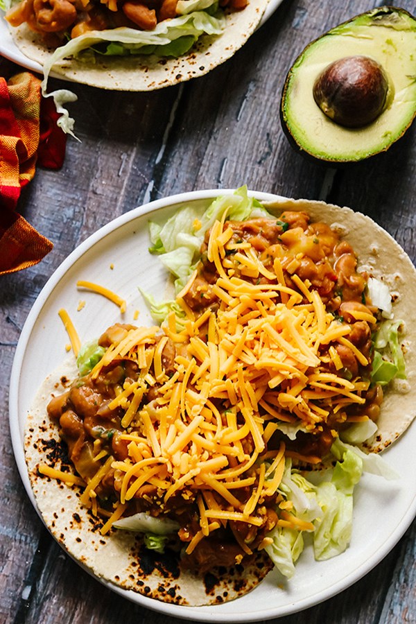 Loaded vegetarian picadillo tacos