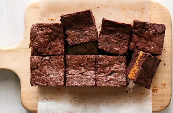 Loaf-pan buckeye brownies