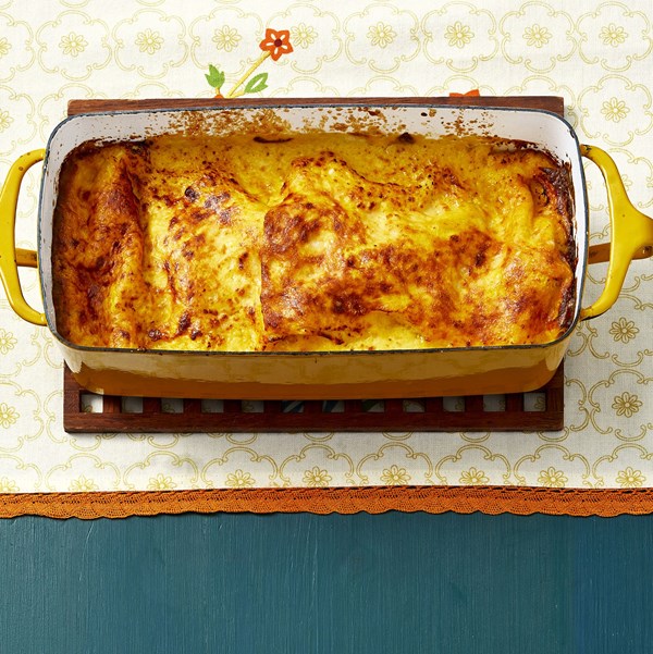Loaf pan lasagna with butternut squash and sausage