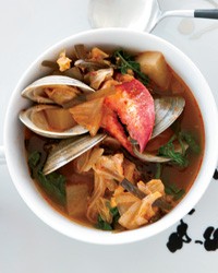 Lobster, clam and kimchi stew