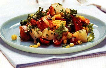 Lobster, corn, and potato salad with tarragon