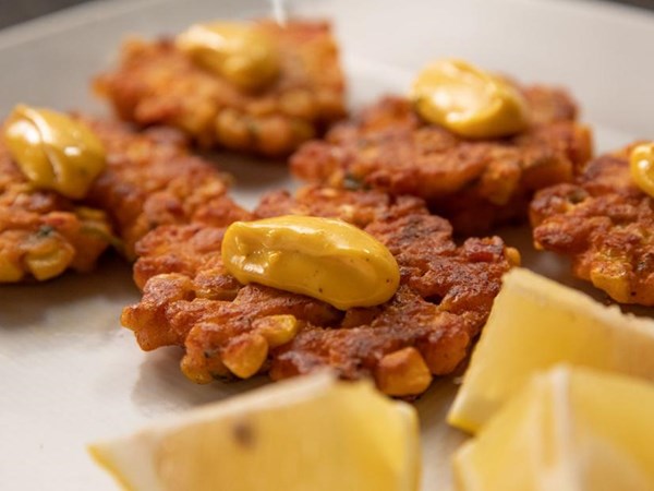 Lobster corn fritters
