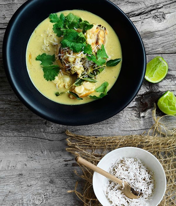 Lobster in coconut broth with Indian aromatics