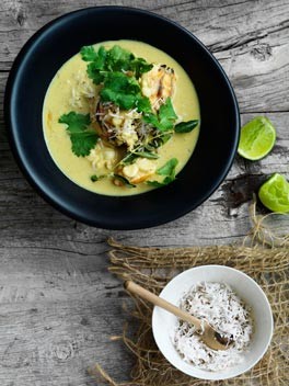 Lobster in coconut broth with Indian aromatics