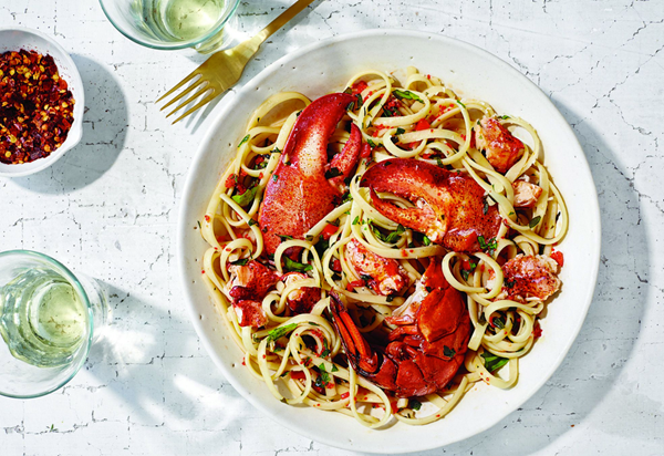 Lobster linguine with chiles