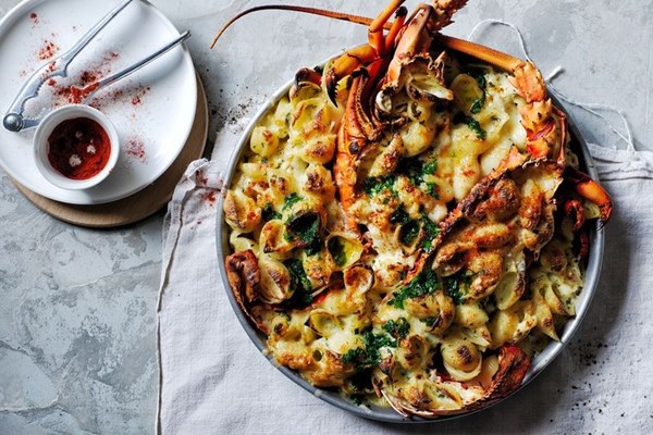 Lobster mac 'n' cheese with herb butter