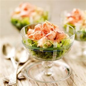 Lobster, melon and cucumber cocktail