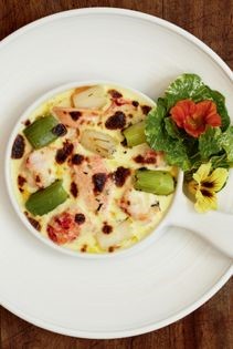 Lobster Mornay (Lobster and leek Mornay with nasturtiums)