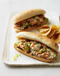 Lobster-roll-style salmon sandwiches