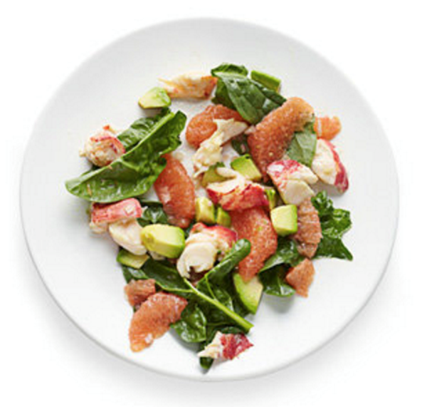 Lobster salad with grapefruit, avocado, and spinach