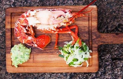 Lobster salad with marinated fennel and chunky, spicy guacamole